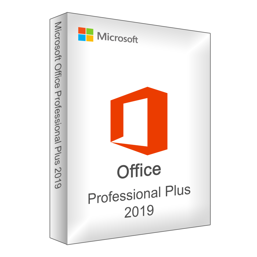 Microsoft Office Professional Plus 2019 Verpackung oder Produktbox.