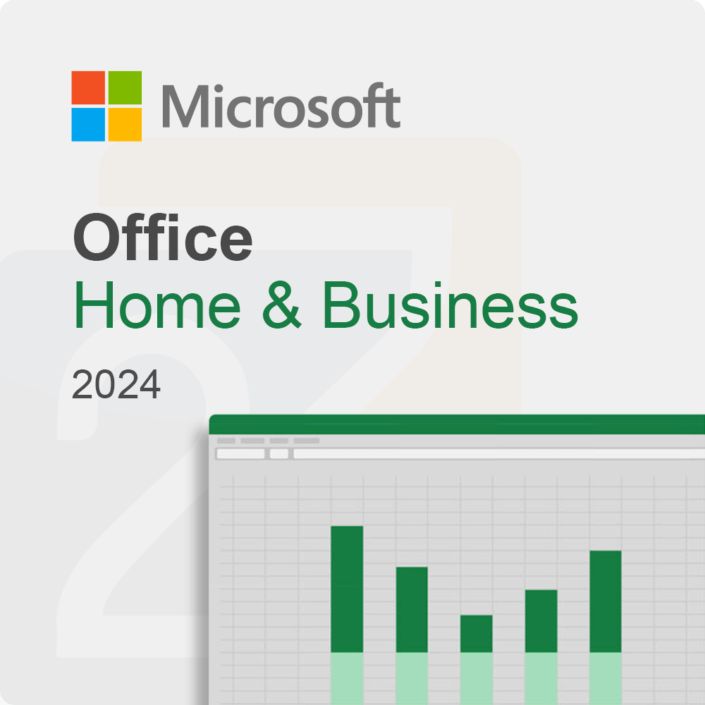 Produktbild Microsoft Office 2024 Home & Business Box-Design mit Excel-Diagramm